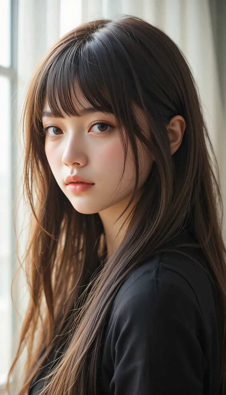 Curtain Bangs on Long Hair