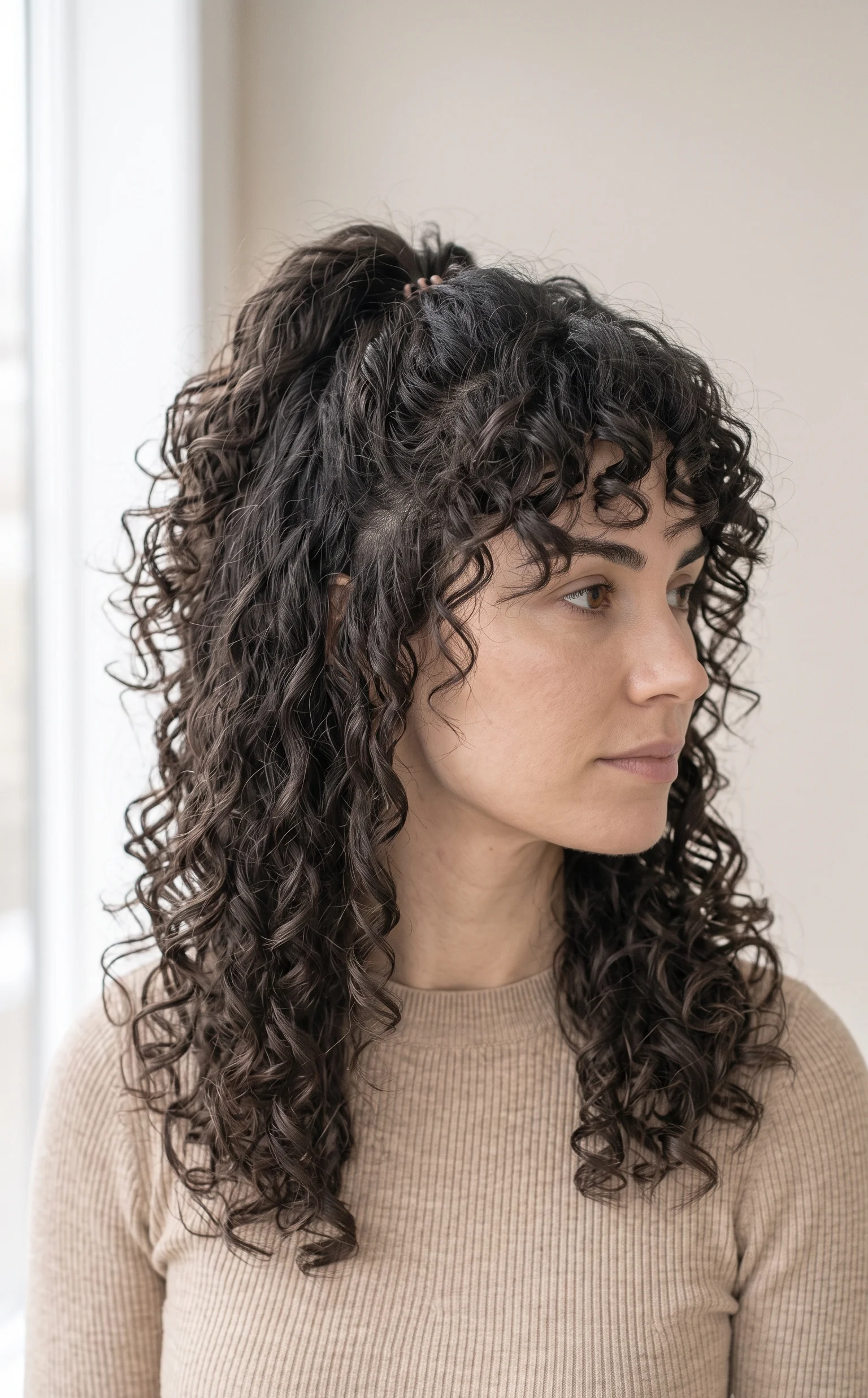 Curly High Half-Up Style