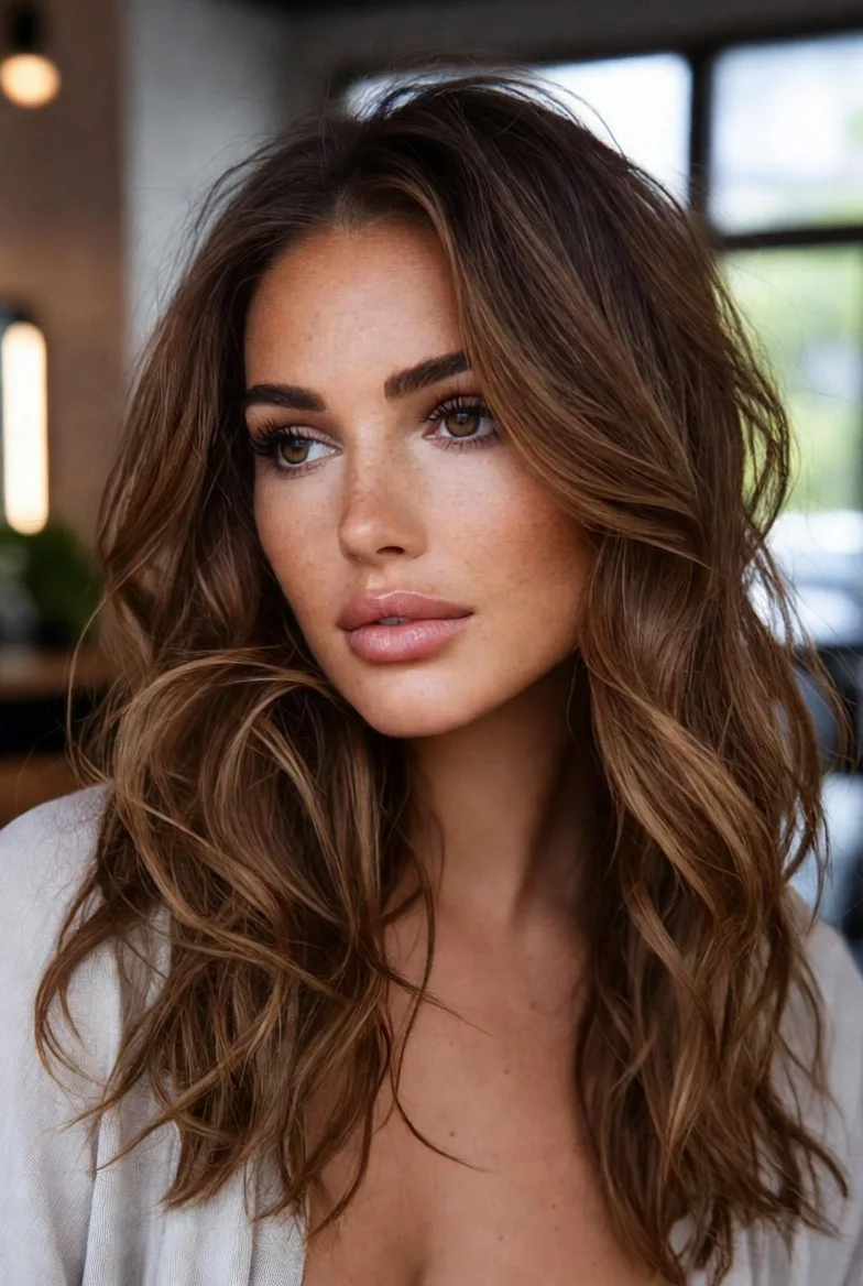 Loose boho waves hairstyle.