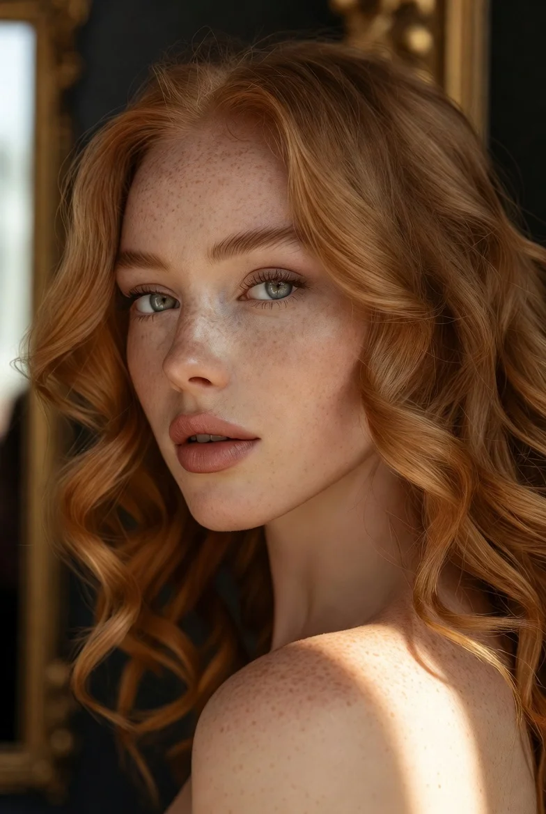 Strawberry blonde hair with soft curls