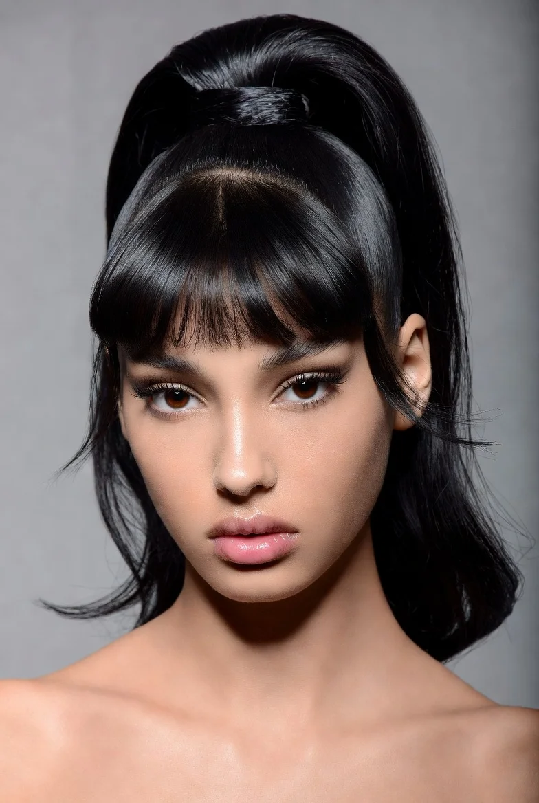 High Ponytail with Face-Framing Strands