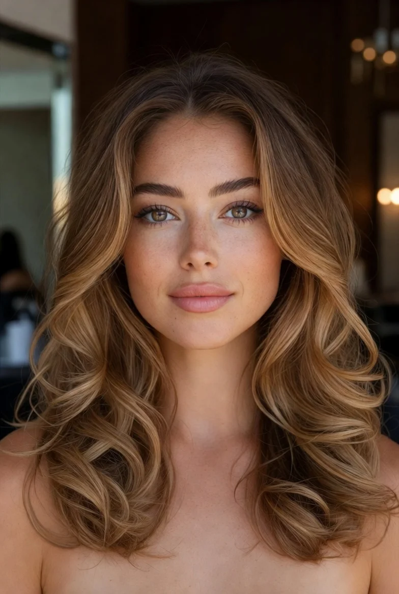 Caramel blonde balayage hairstyle
