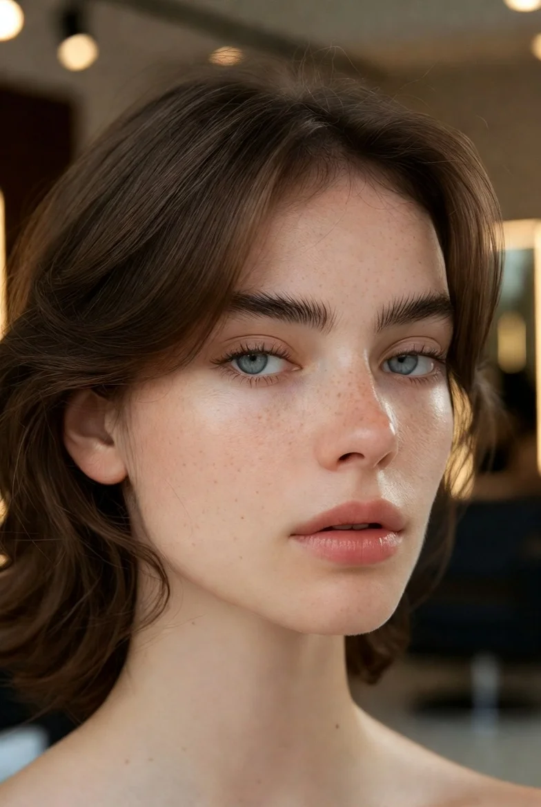 Shoulder-length butterfly haircut.