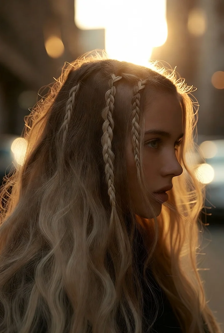 Baby Braids with Loose Hair