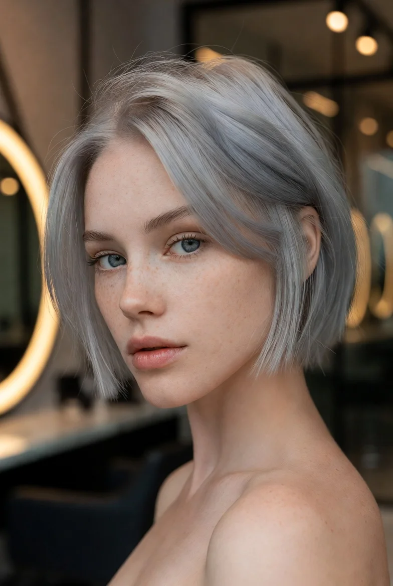 Icy blonde bob hairstyle