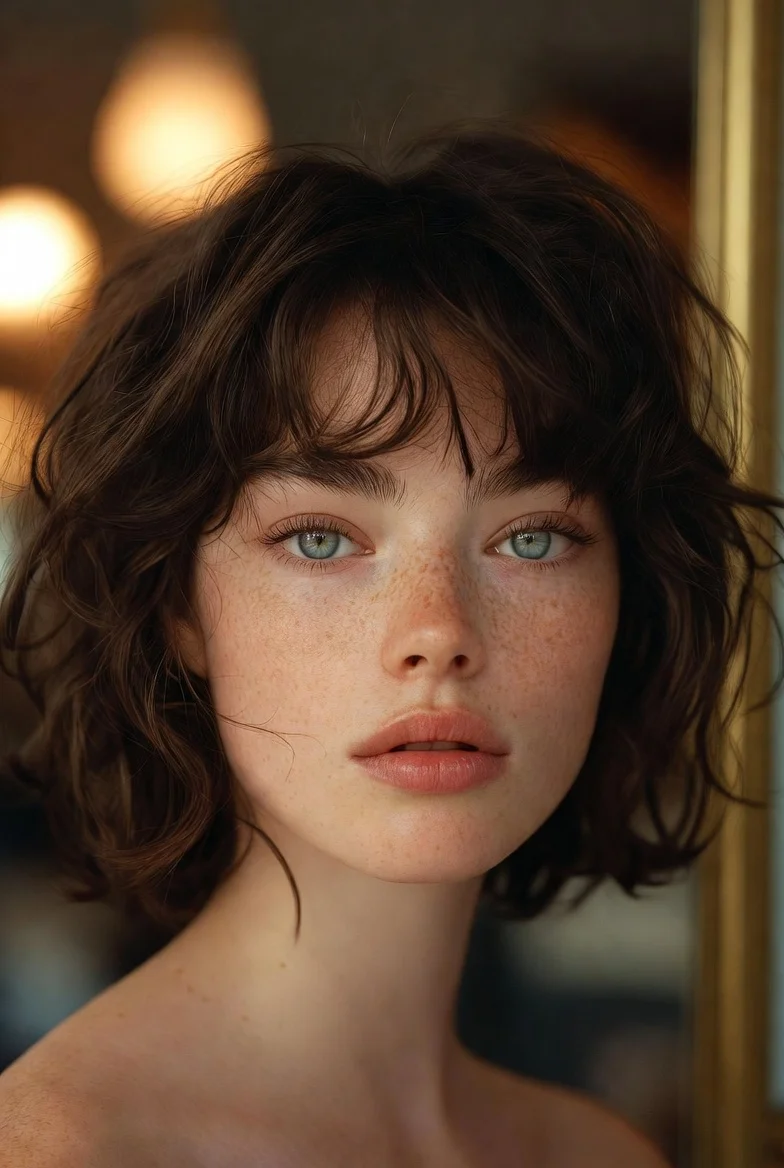 Medium-length butterfly haircut with soft volume.