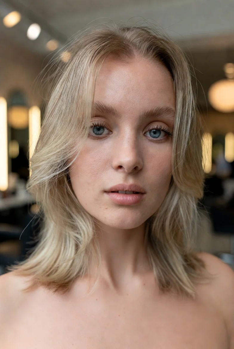 Butterfly haircut adding volume to fine hair.
