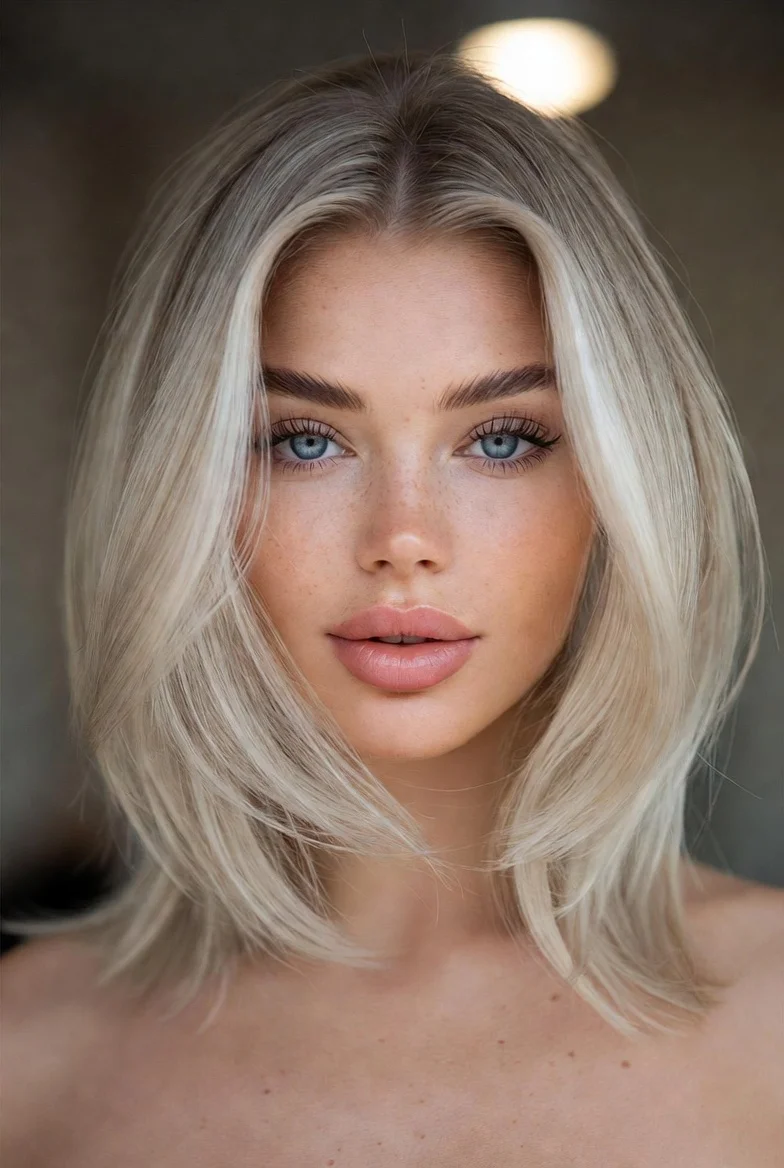 Platinum blonde straight hairstyle