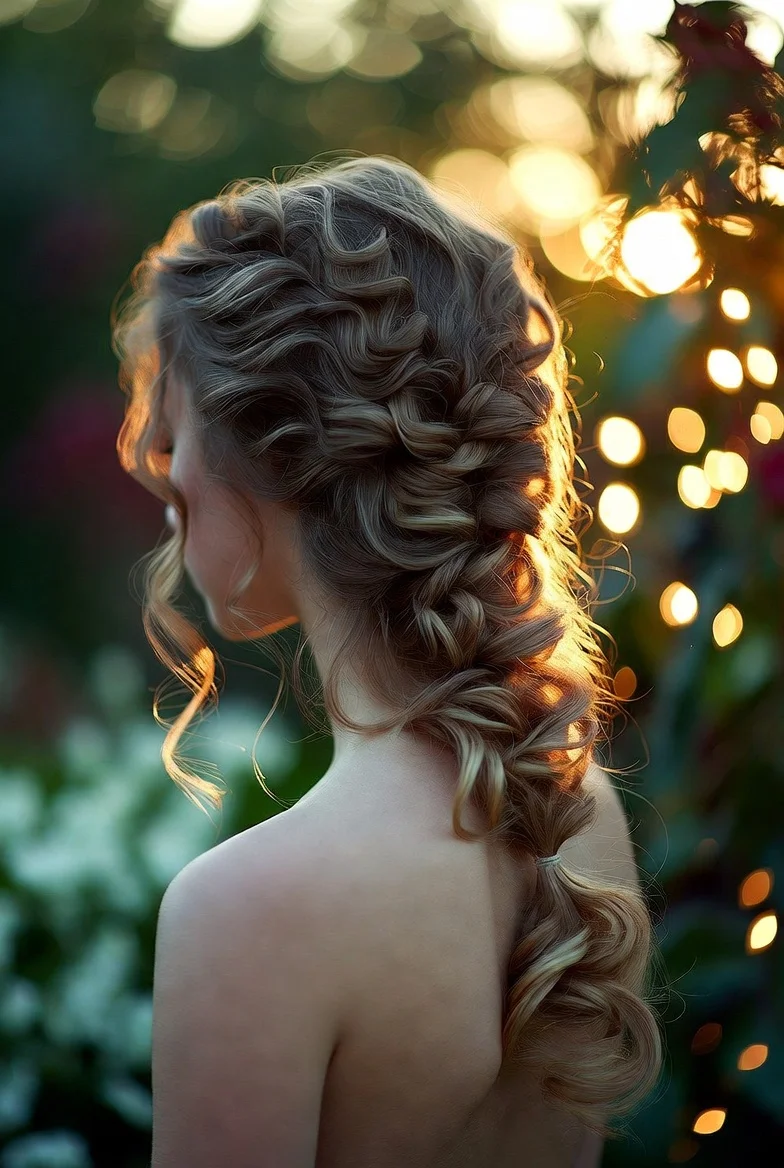 Waterfall Braid with Curled Ends