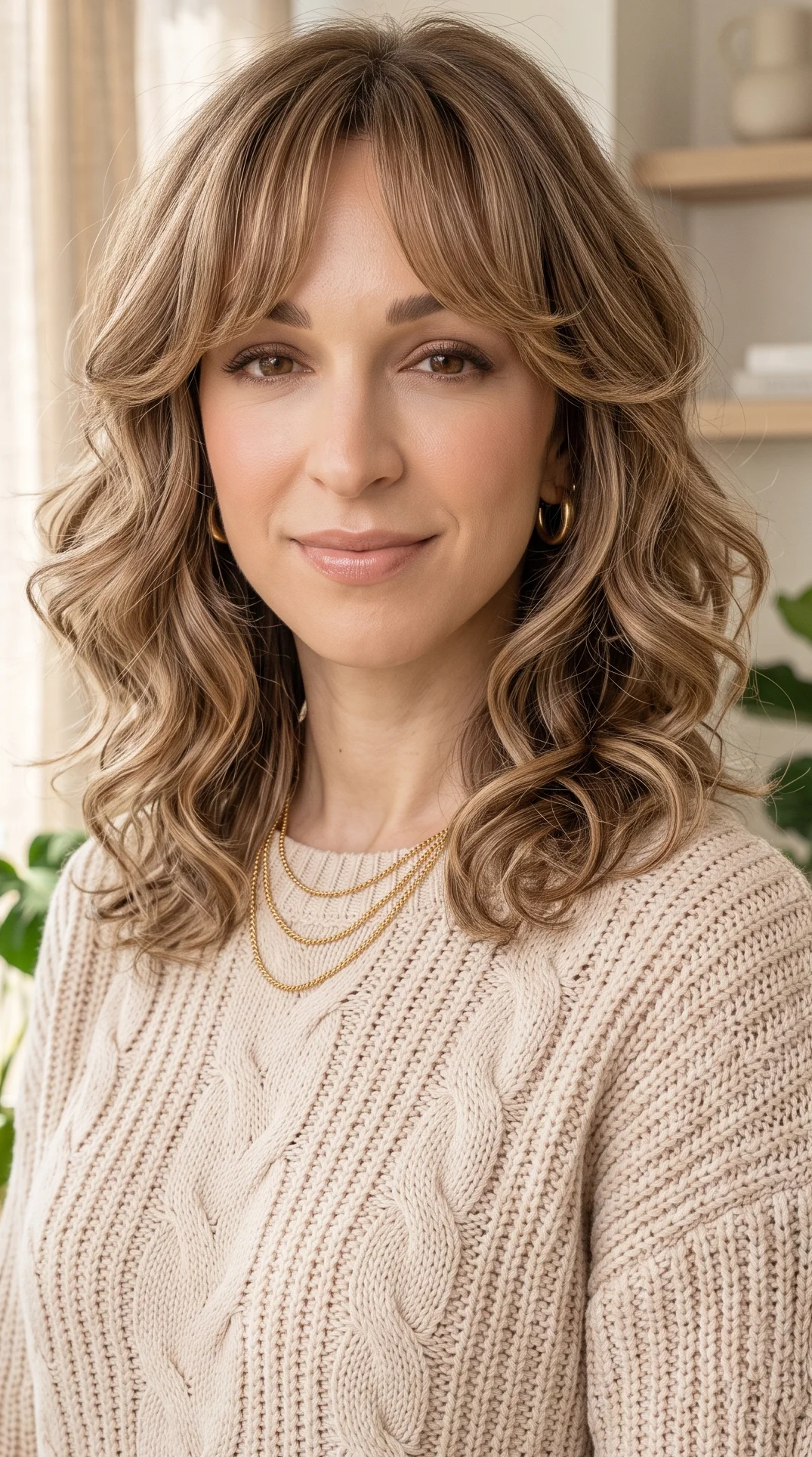 Curly Curtain Bangs