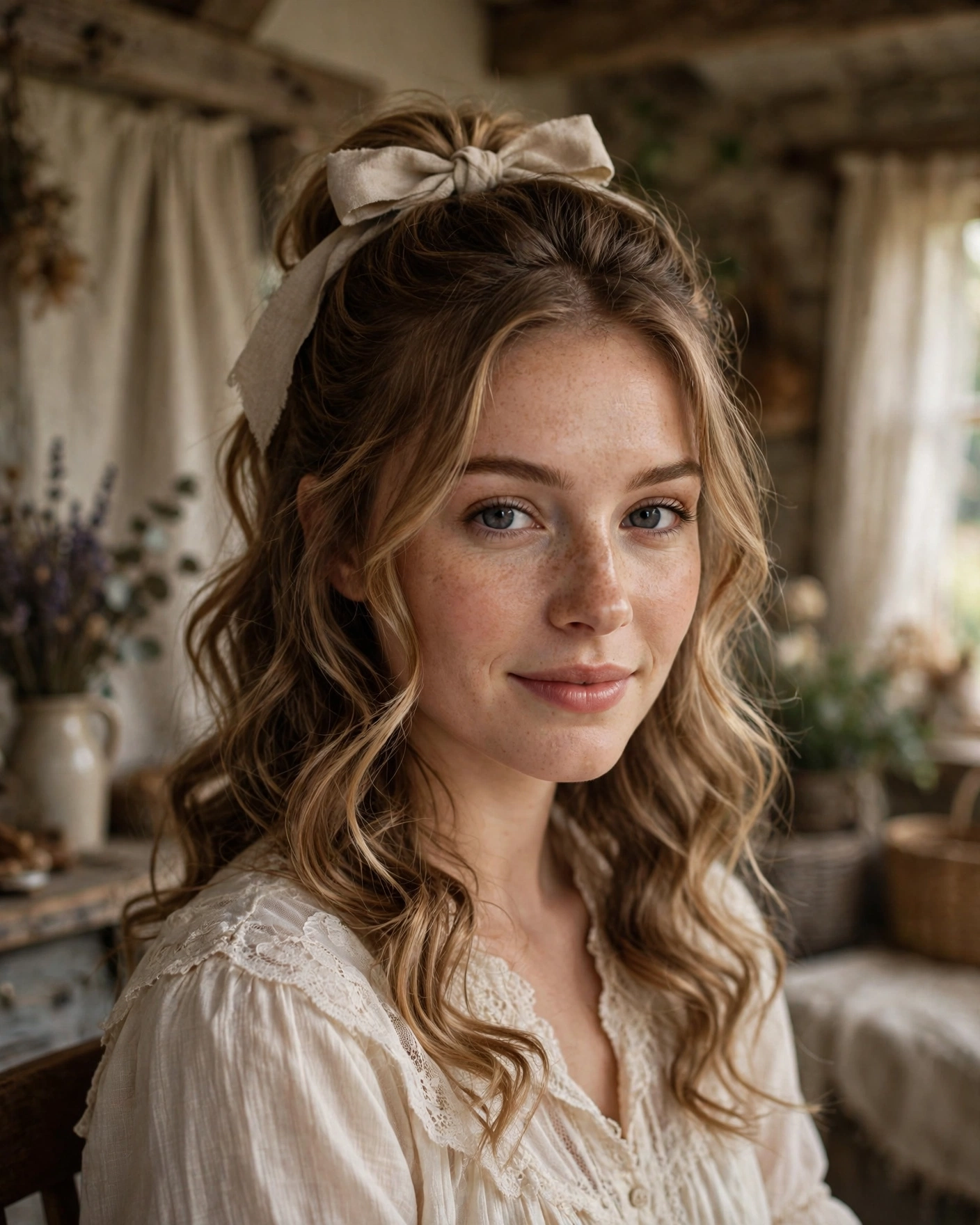 Half-Up with a Ribbon Bow