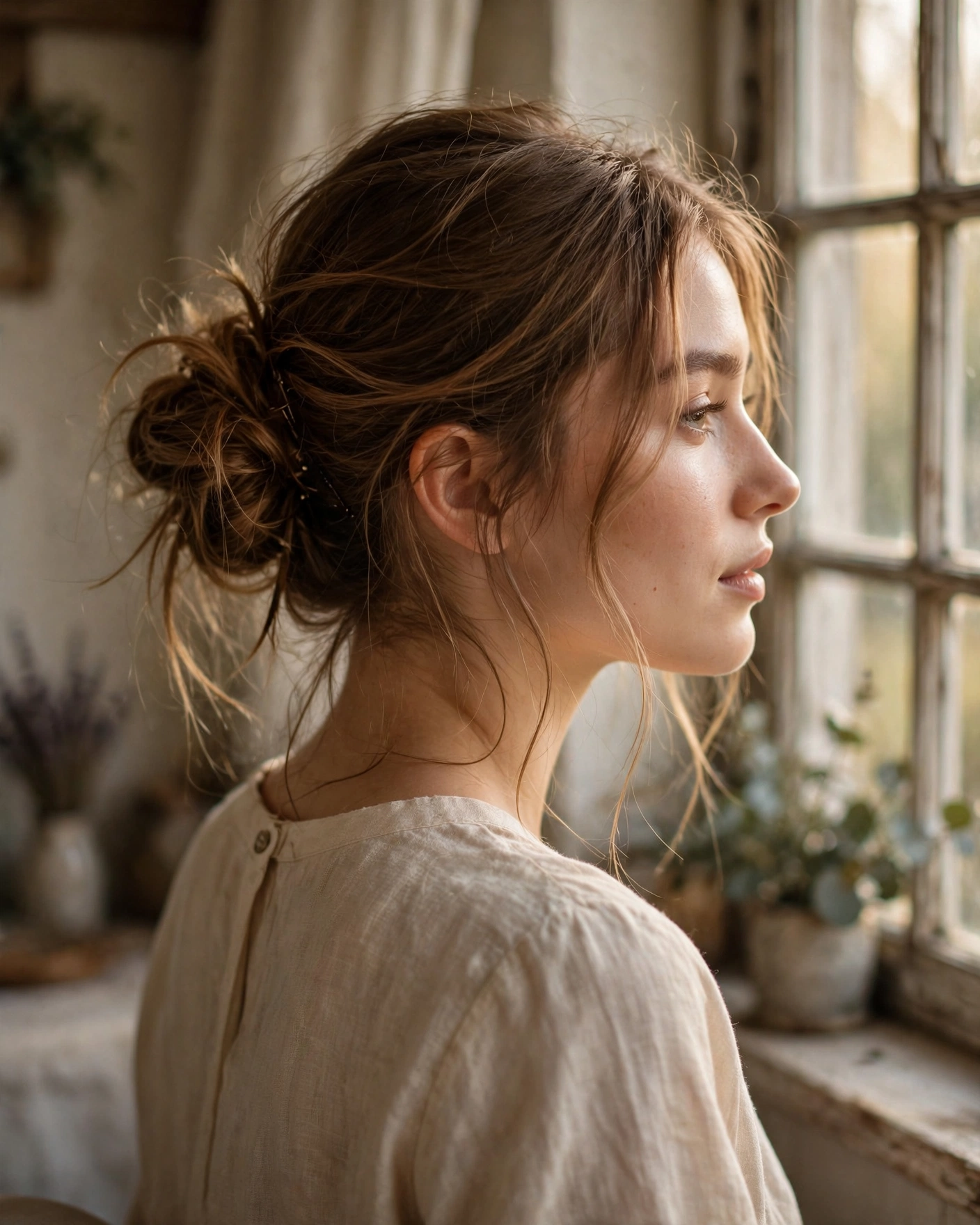 Messy Low Bun with Tendrils