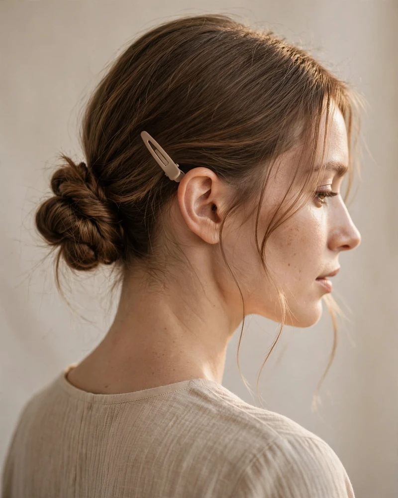 Low Twisted Bun with Face-Framing Pieces