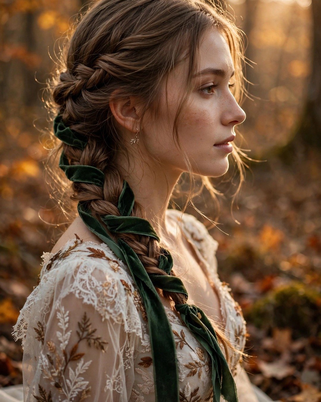 Fishtail Braid with Velvet Ribbon