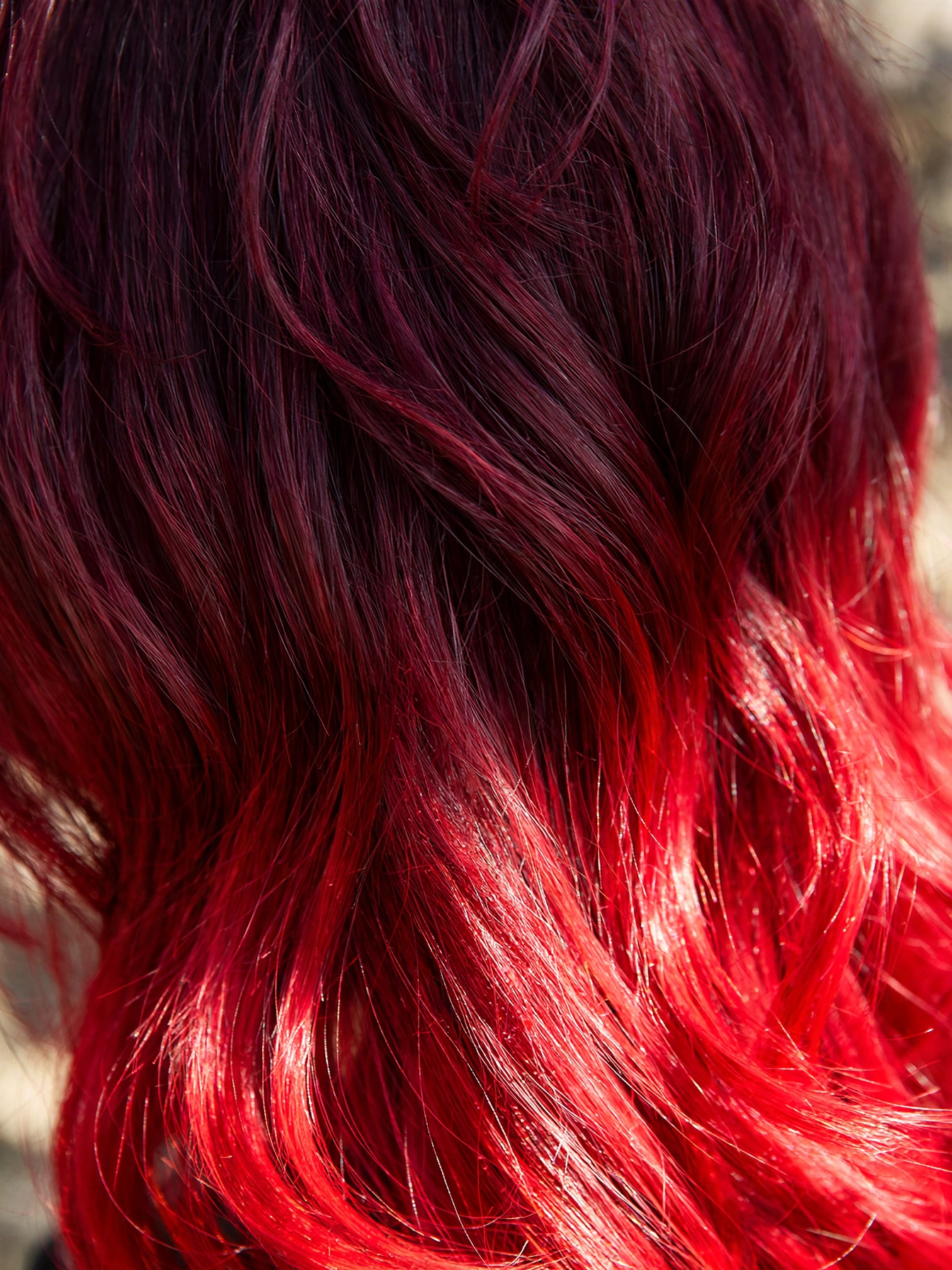 Burgundy to Bright Red Ombre