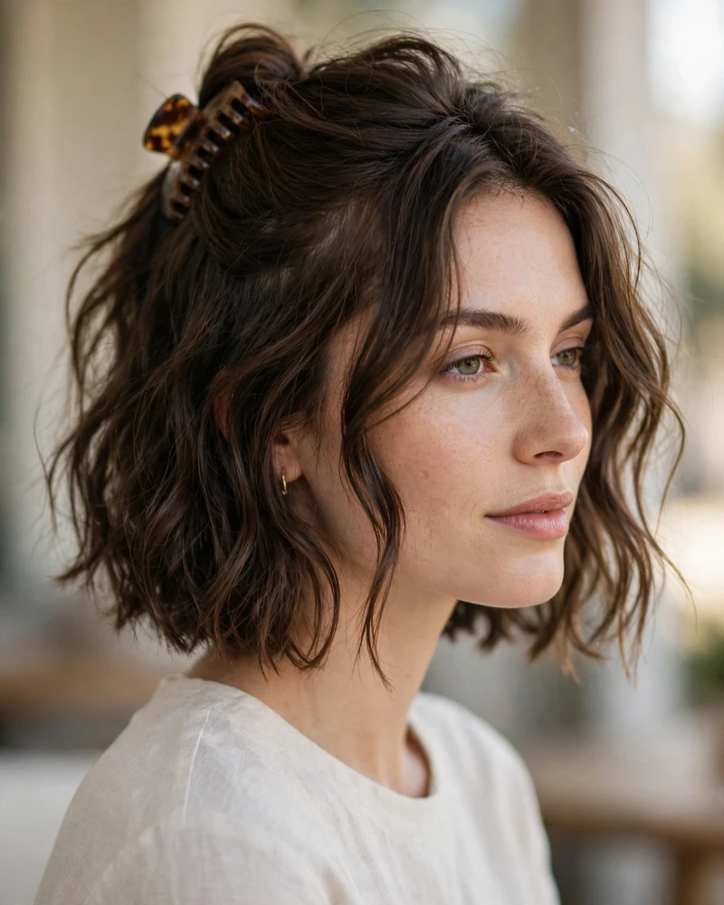 Half-Up Bob with a Claw Clip