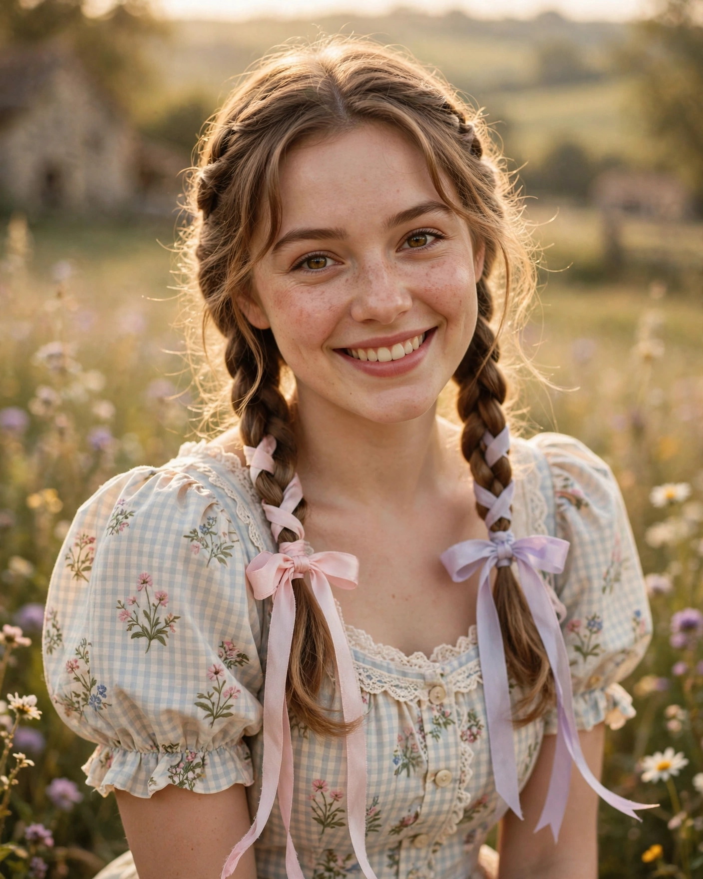 Braided Pigtails with Ribbons