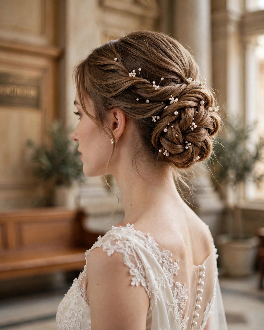 Twisted Chignon with Pearl Pins