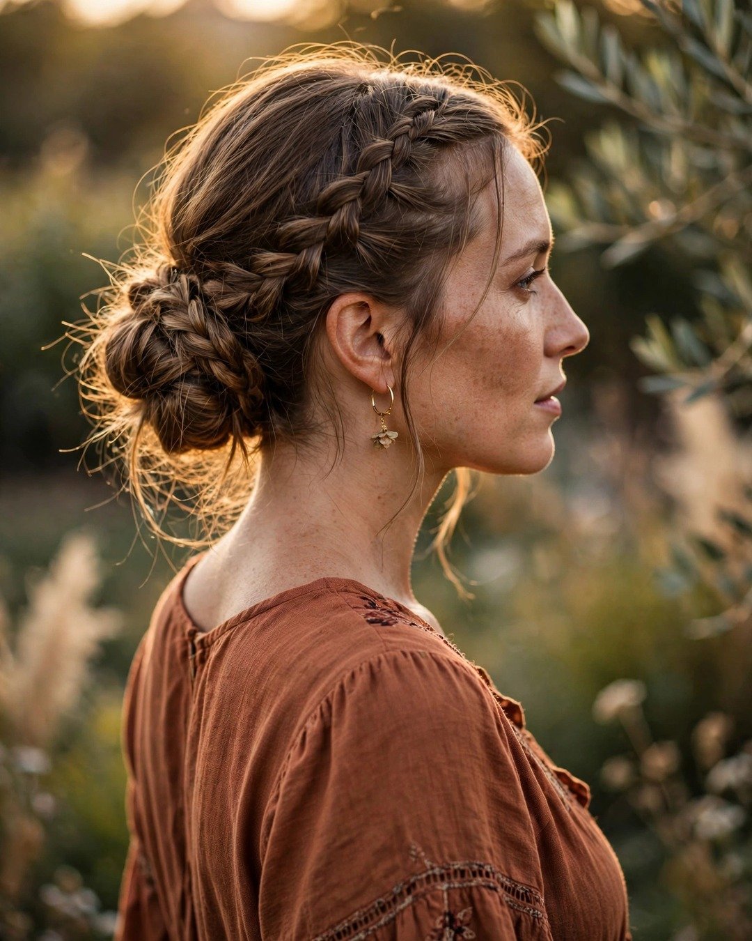 Double Braids into a Low Bun