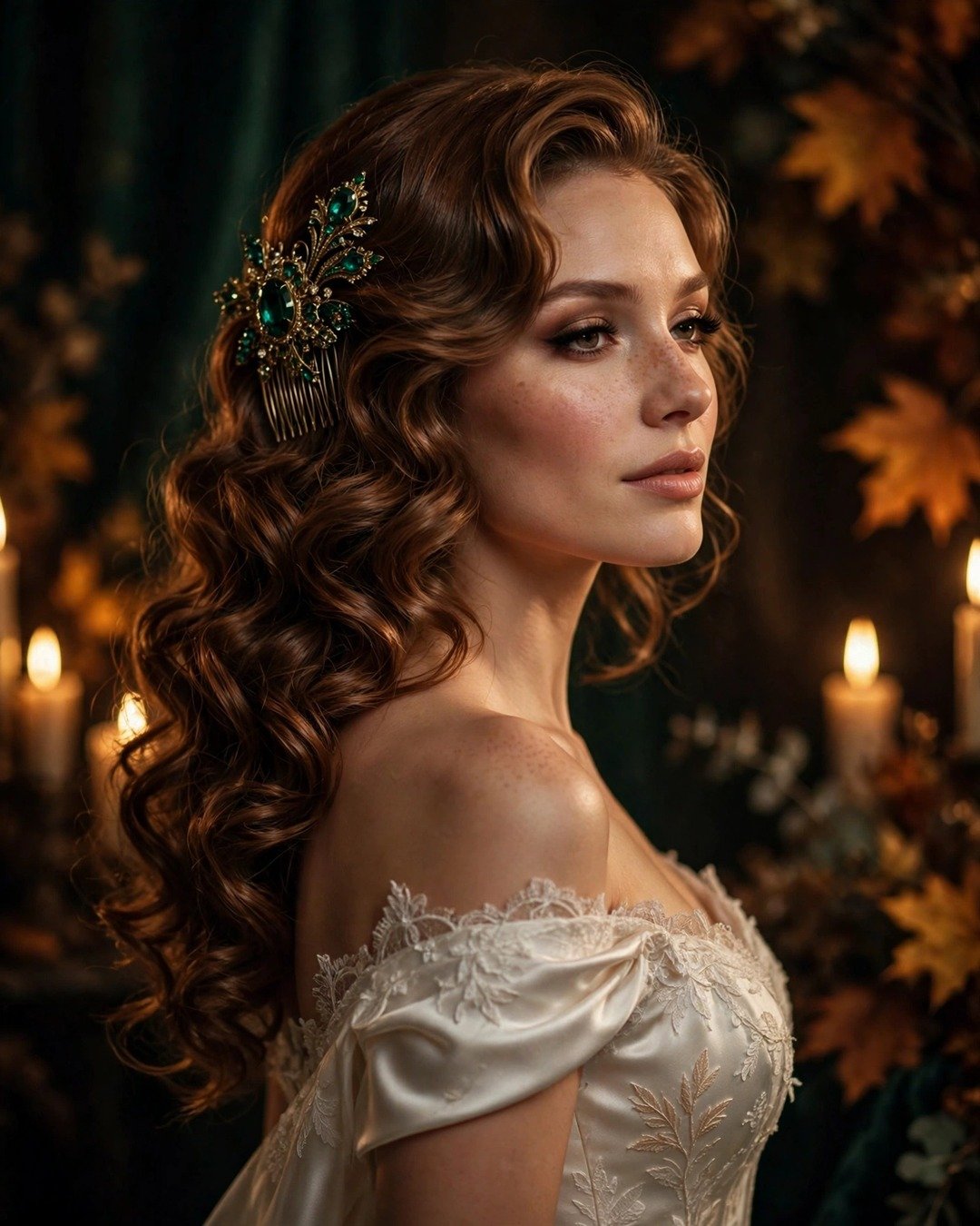 Side-Swept Curls with a Jewel Comb