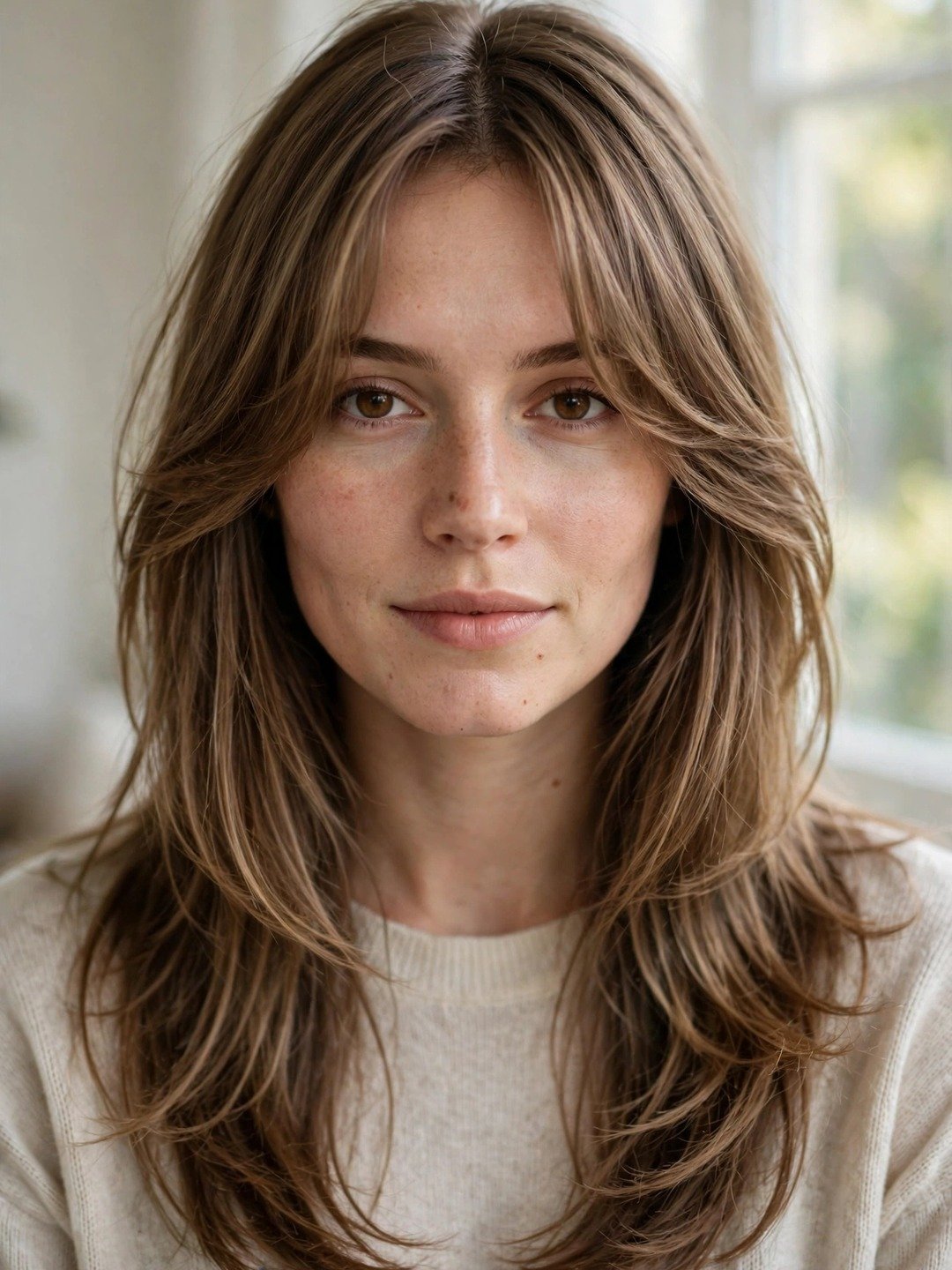 Long Layers with Curtain Bangs
