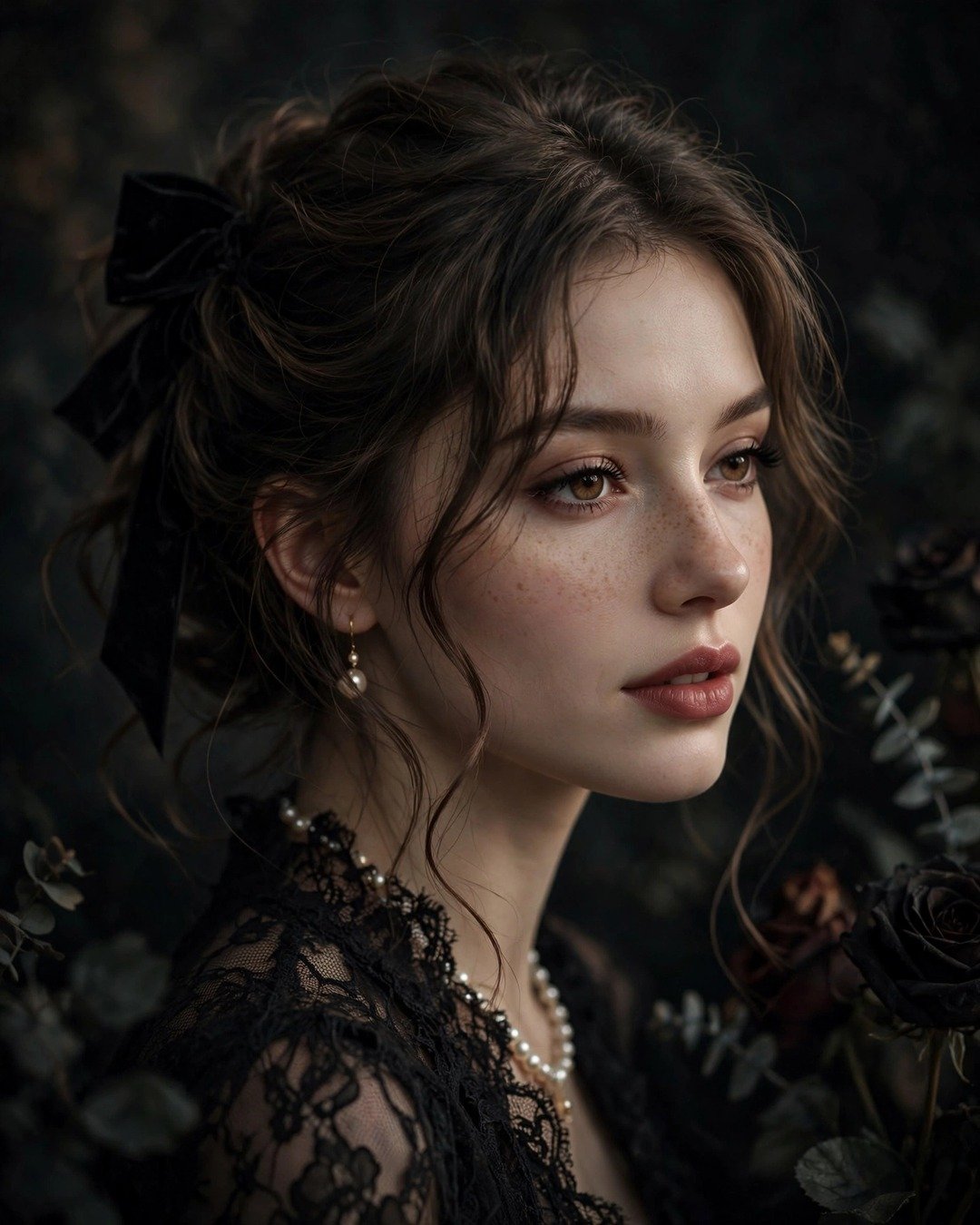 Dark Coquette Black Velvet Bow