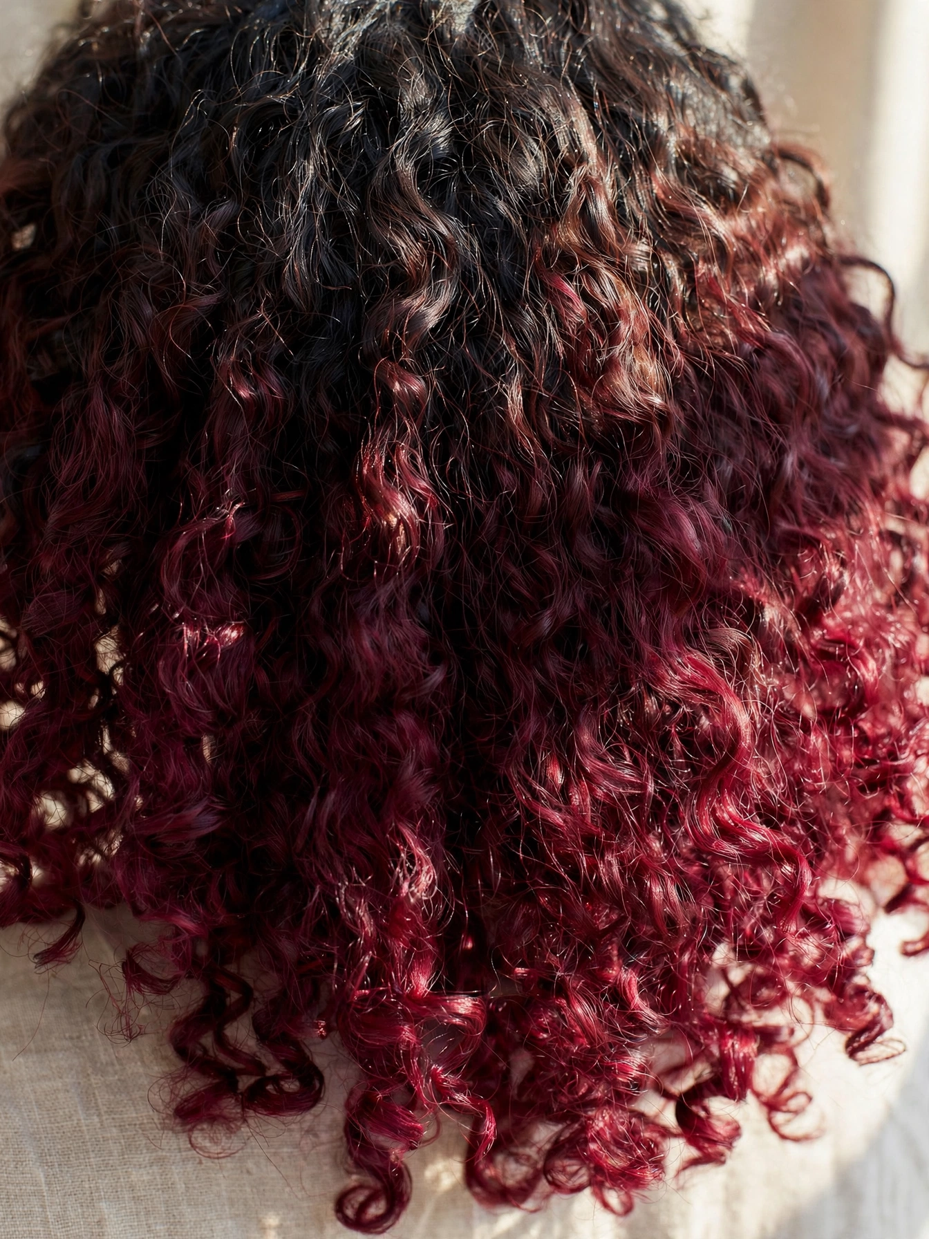Burgundy Ombre on Curly Hair