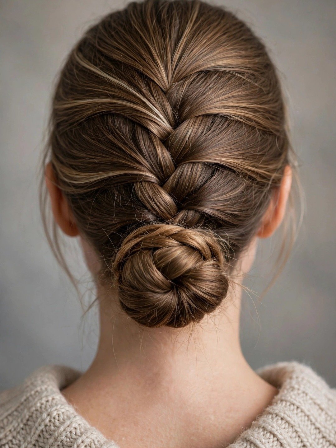 Dutch Braid into Low Bun