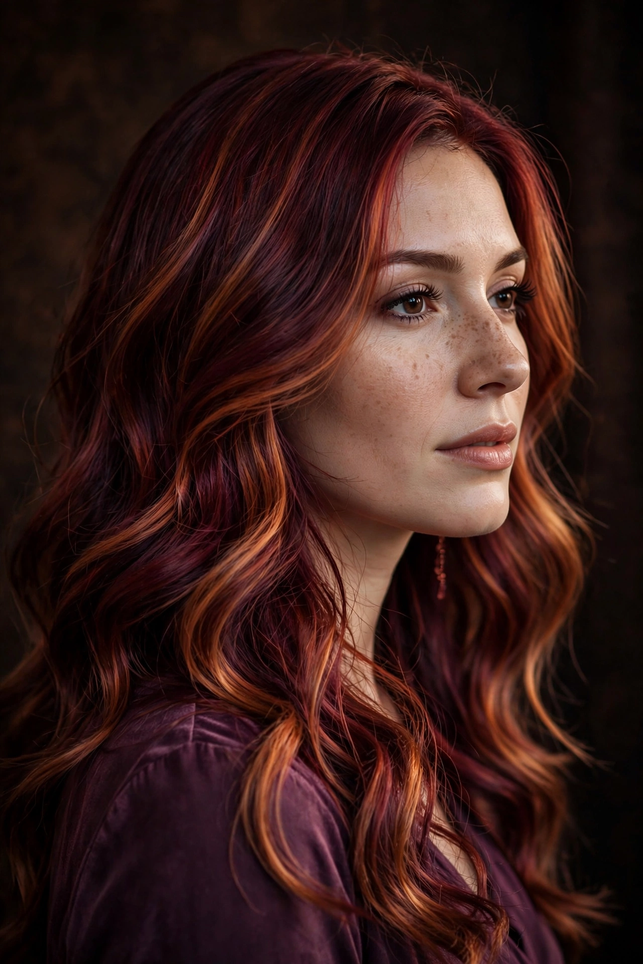 Deep Ginger Copper on Dark Hair