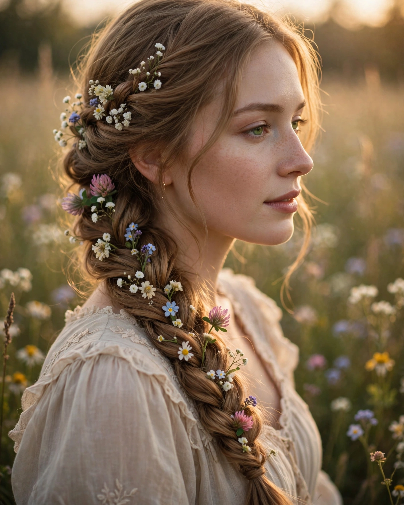 Face-Framing Braids with Loose Waves