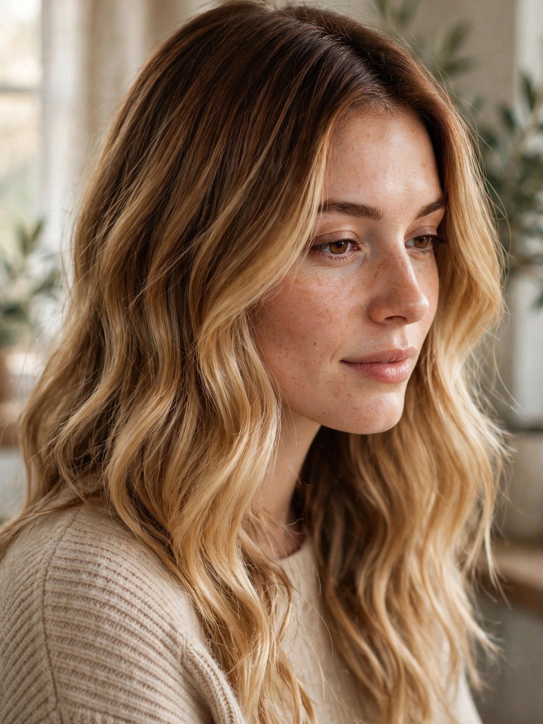 Honey Blonde with Chestnut Roots