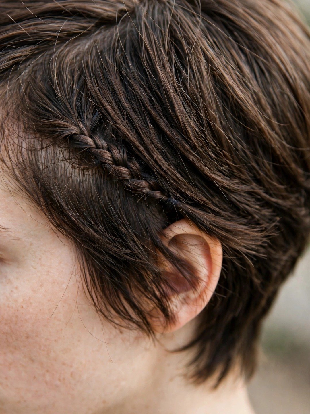 Short Hair with Side Braid Accent