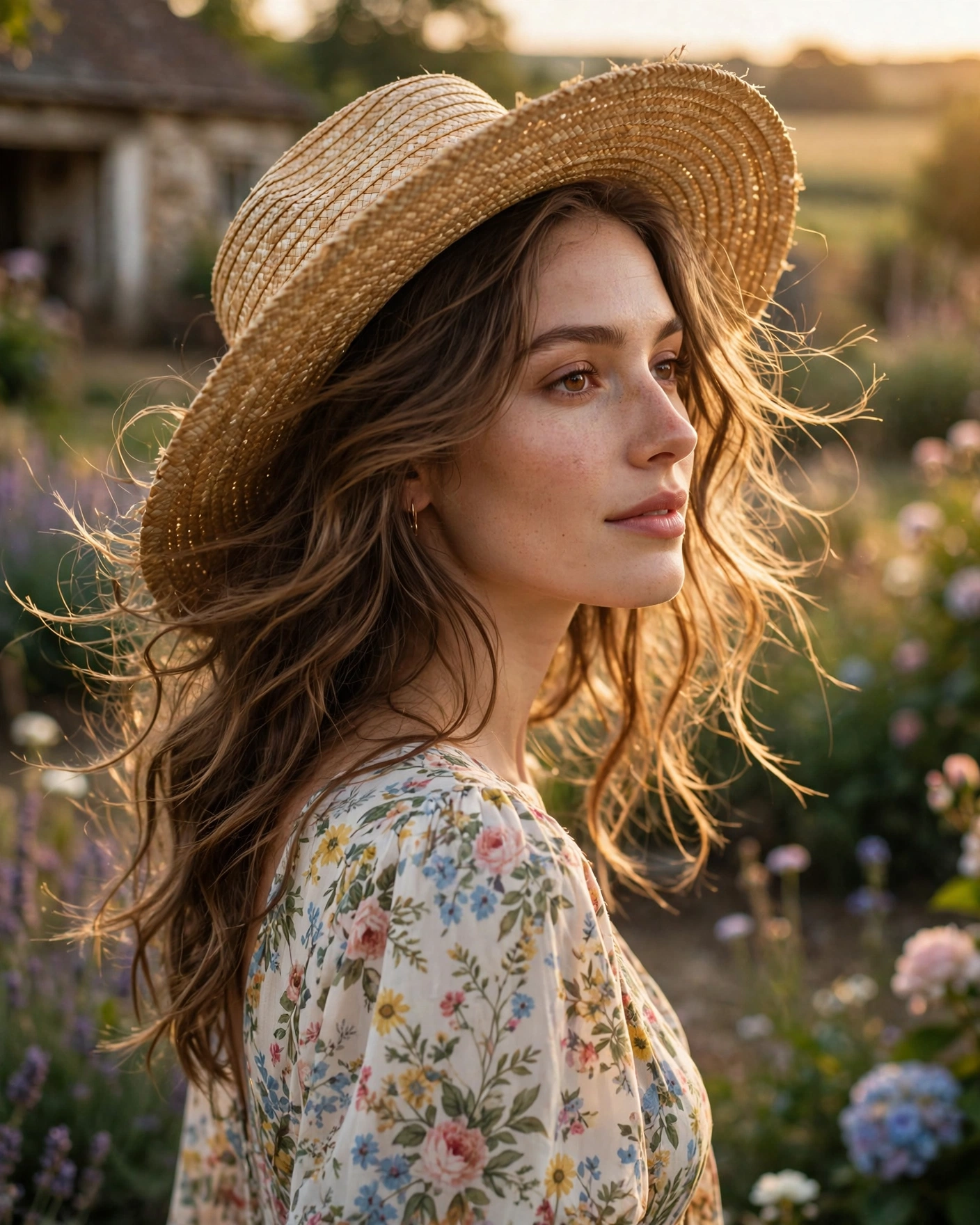 Loose Waves with a Straw Hat
