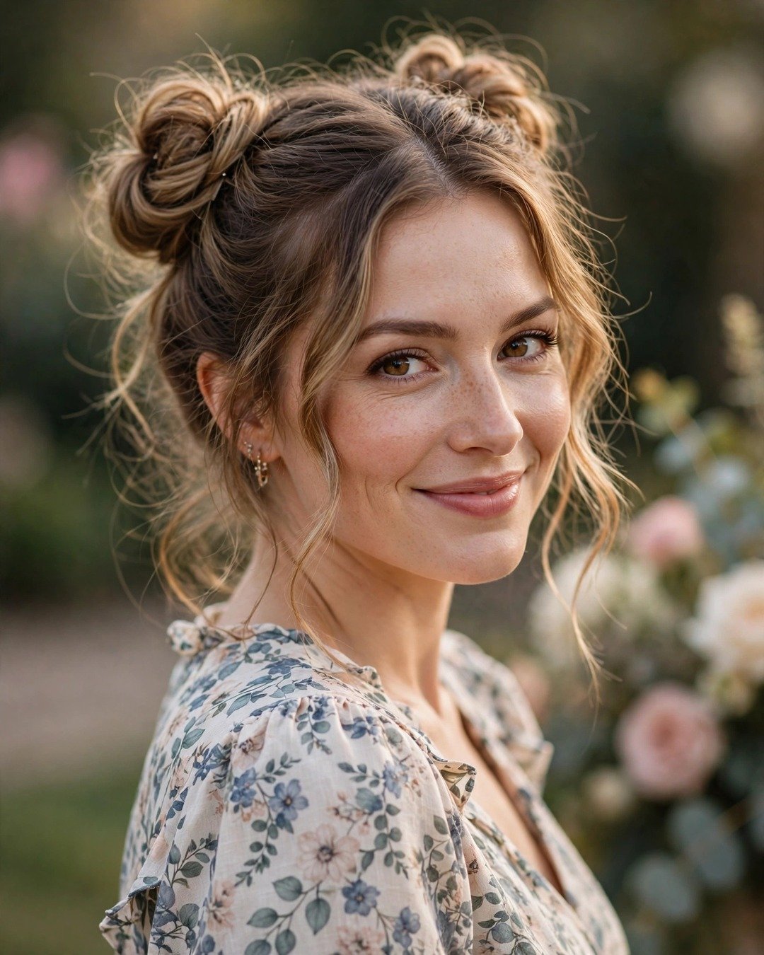 Wavy Two-Bun Updo