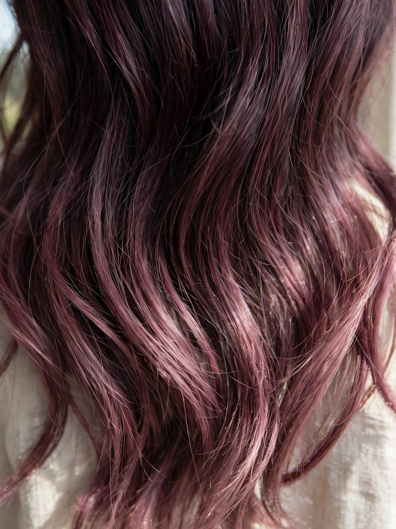 Muted Metallic Burgundy Ombre