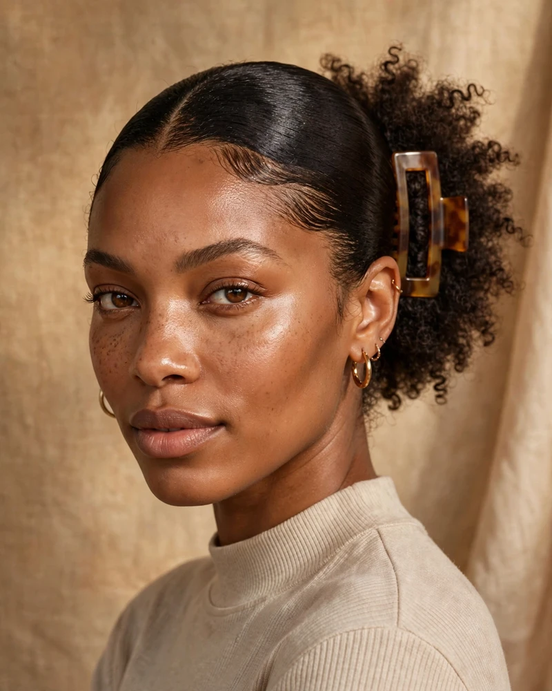 Curly Puff with a Rectangular Clip