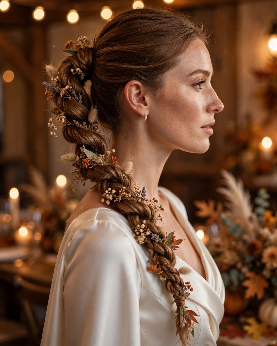 Twisted Rope Ponytail with Florals