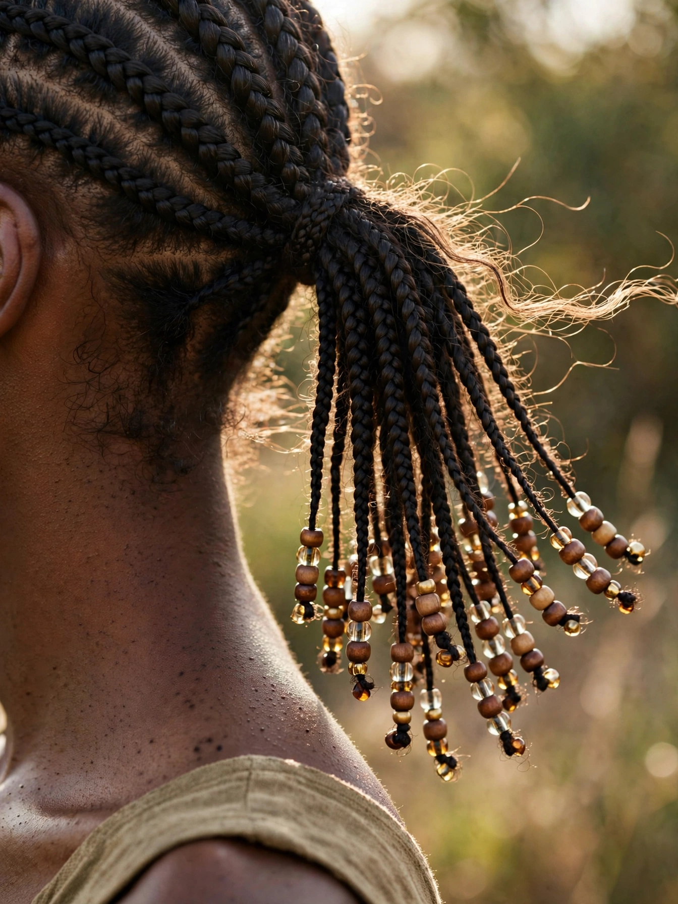 Beaded Cornrow Ponytail