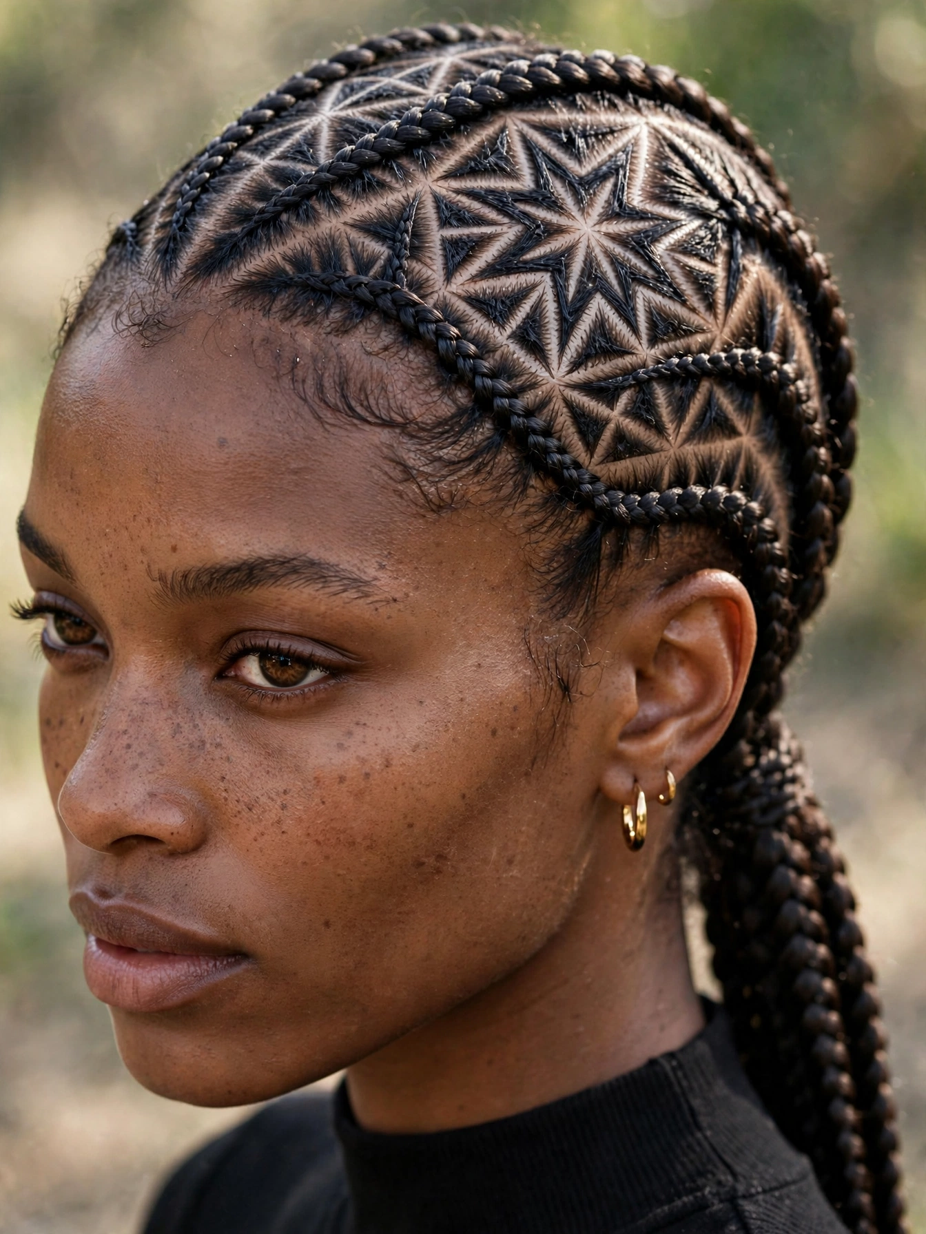 Geometric Pattern Cornrow Ponytail