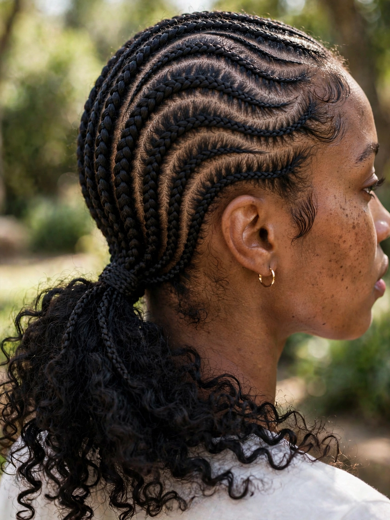 Curved Cornrow Ponytail