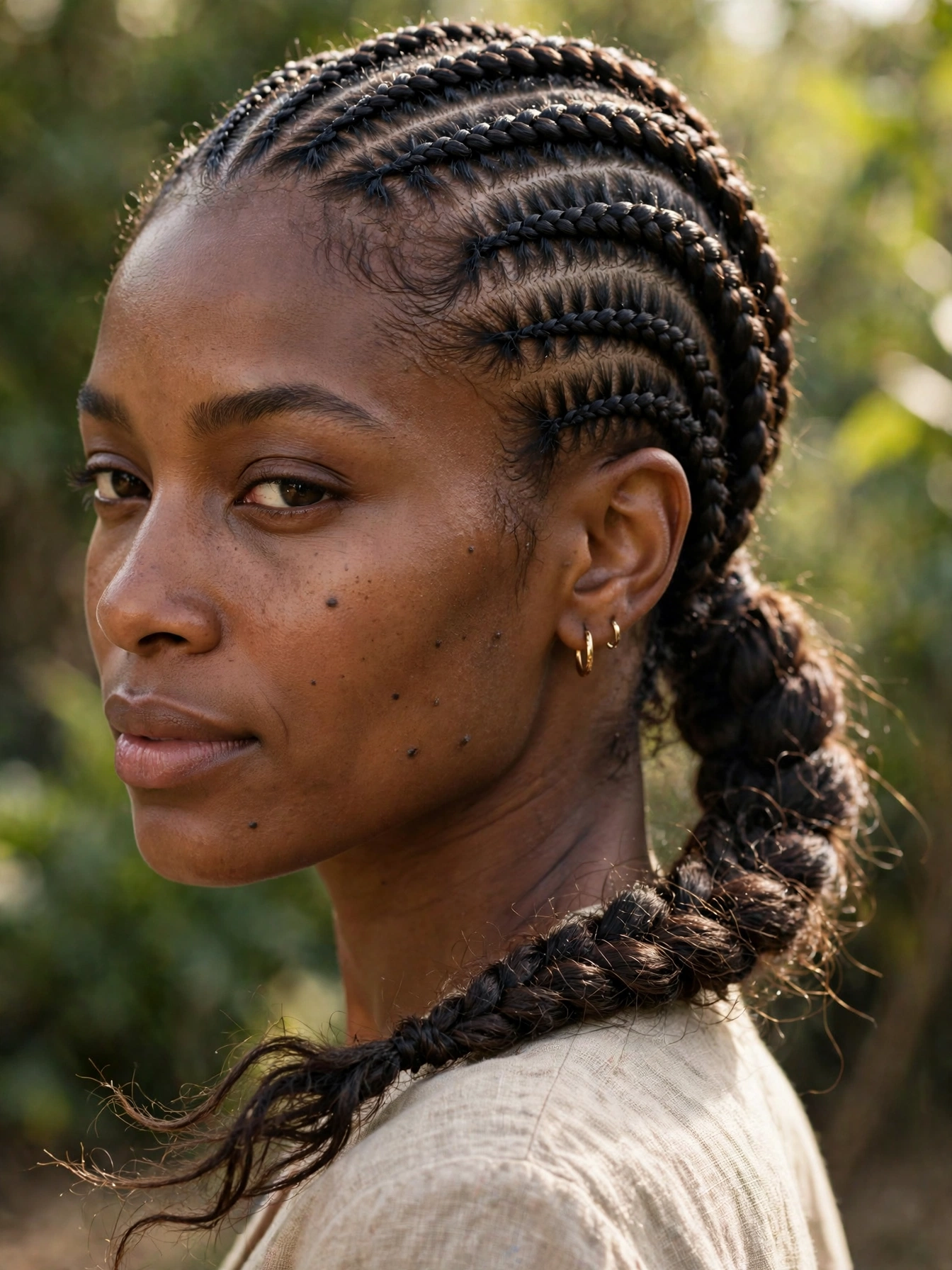 Cornrow Ponytail with Loose Braided Ends